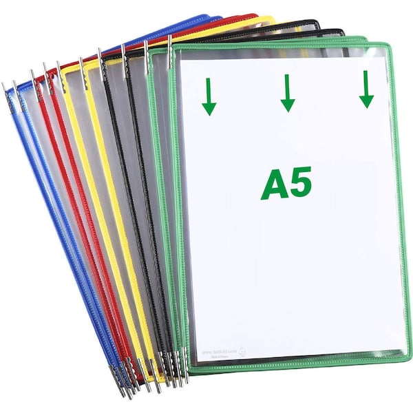 Assorted Color A5 Display Pockets, PK10